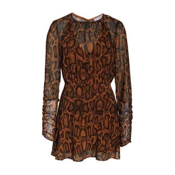 Finders Keepers Snake Print LANA Mini Dress Long Sleeve Size 10 NEW - Picture 6 of 11